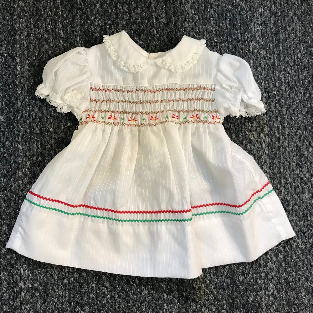 Polly Flinders White Dress, Hand Smocking, Size 18 months